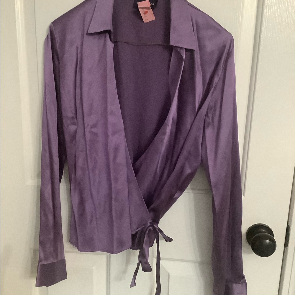 Purple Ann Taylor Wrap Blouse